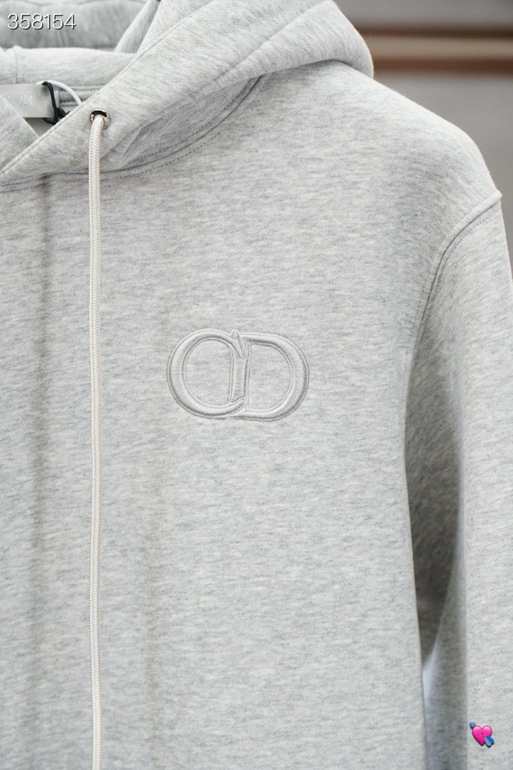 DiorDior classic CD embroidered hooded pure cotton men's fashionable casual hooded sweatshirt | Loon