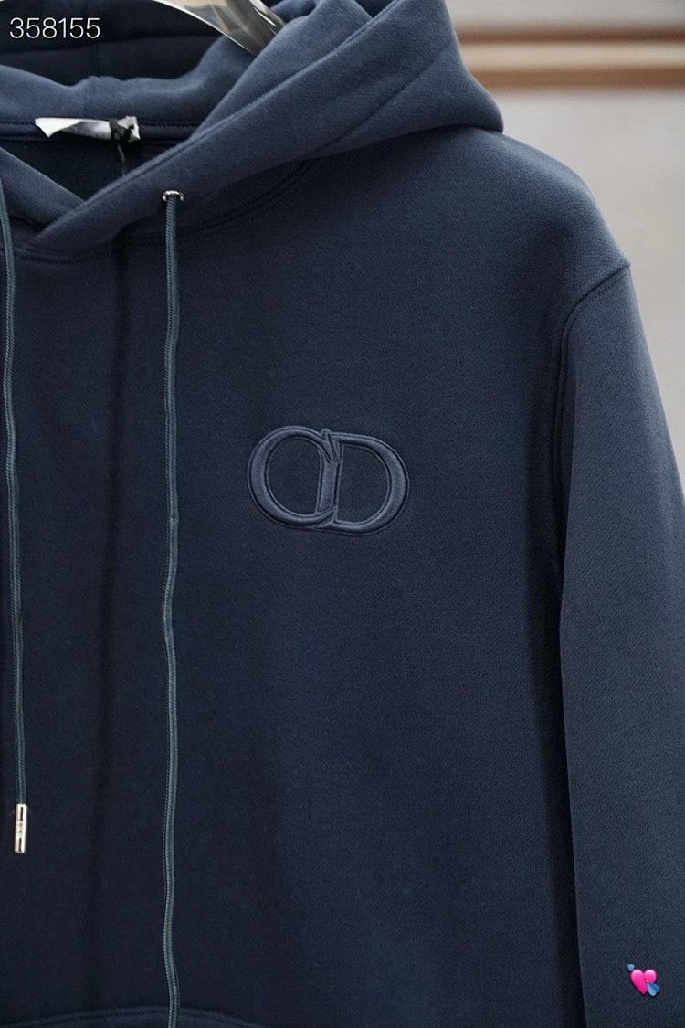 DiorDior classic CD embroidered hooded pure cotton men's fashionable casual hooded sweatshirt | Loon