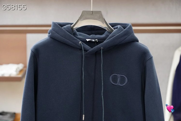 DiorDior classic CD embroidered hooded pure cotton men's fashionable casual hooded sweatshirt | Loon