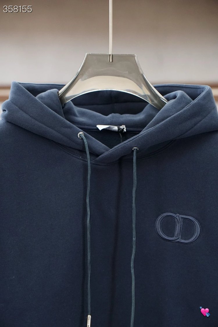 DiorDior classic CD embroidered hooded pure cotton men's fashionable casual hooded sweatshirt | Loon