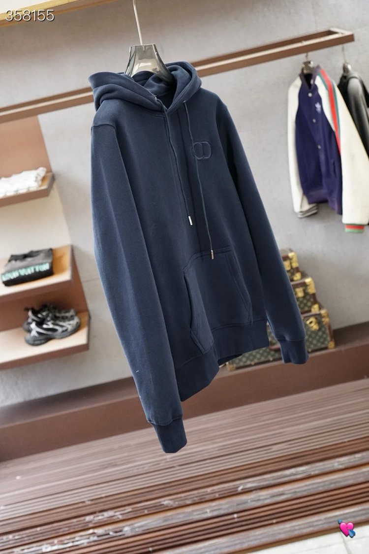 DiorDior classic CD embroidered hooded pure cotton men's fashionable casual hooded sweatshirt | Loon