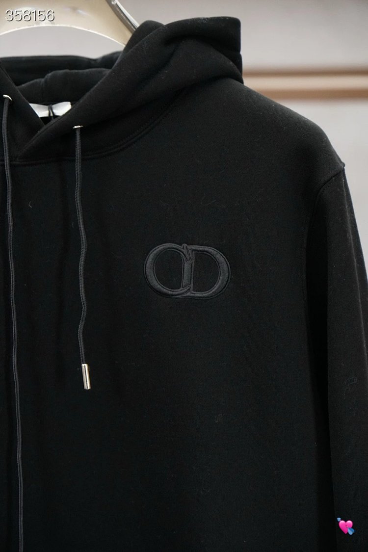 DiorDior classic CD embroidered hooded pure cotton men's fashionable casual hooded sweatshirt | Loon
