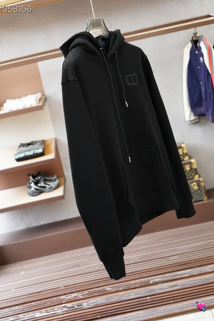 DiorDior classic CD embroidered hooded pure cotton men's fashionable casual hooded sweatshirt | Loon