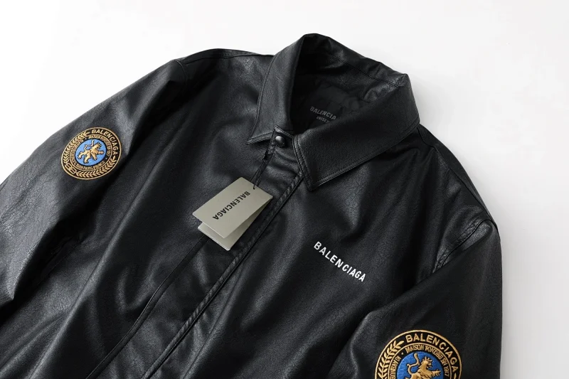 Balenciaga   Simulated PU leather jacket with loose fit | Loongbuymall