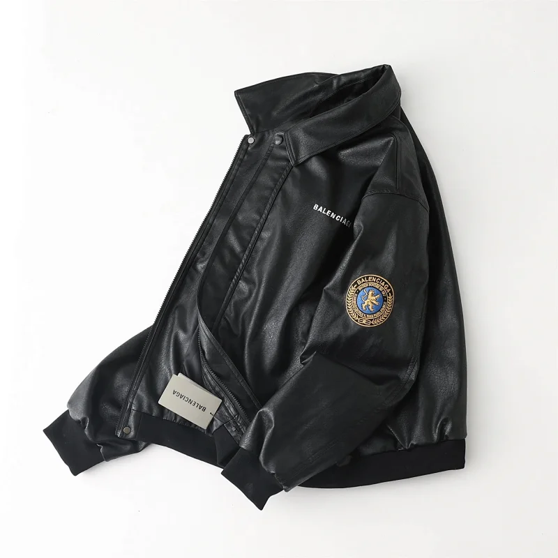 Balenciaga   Simulated PU leather jacket with loose fit | Loongbuymall