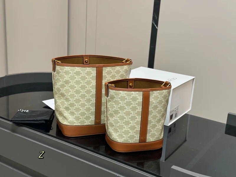 Celine  Bucket bag, new women's bag, Triumphal Arch bucket bag, leather tote bag