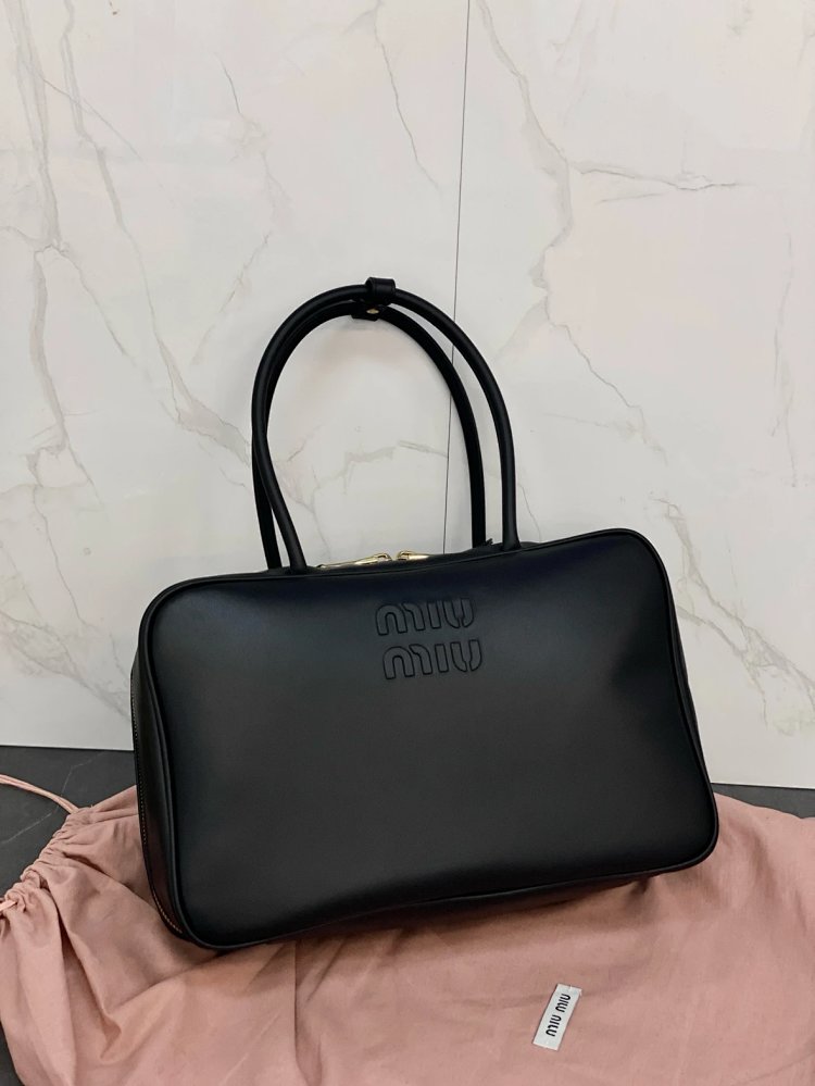 miumiu Original Leather Handheld Official Document Bag for Women 2025 New Large 