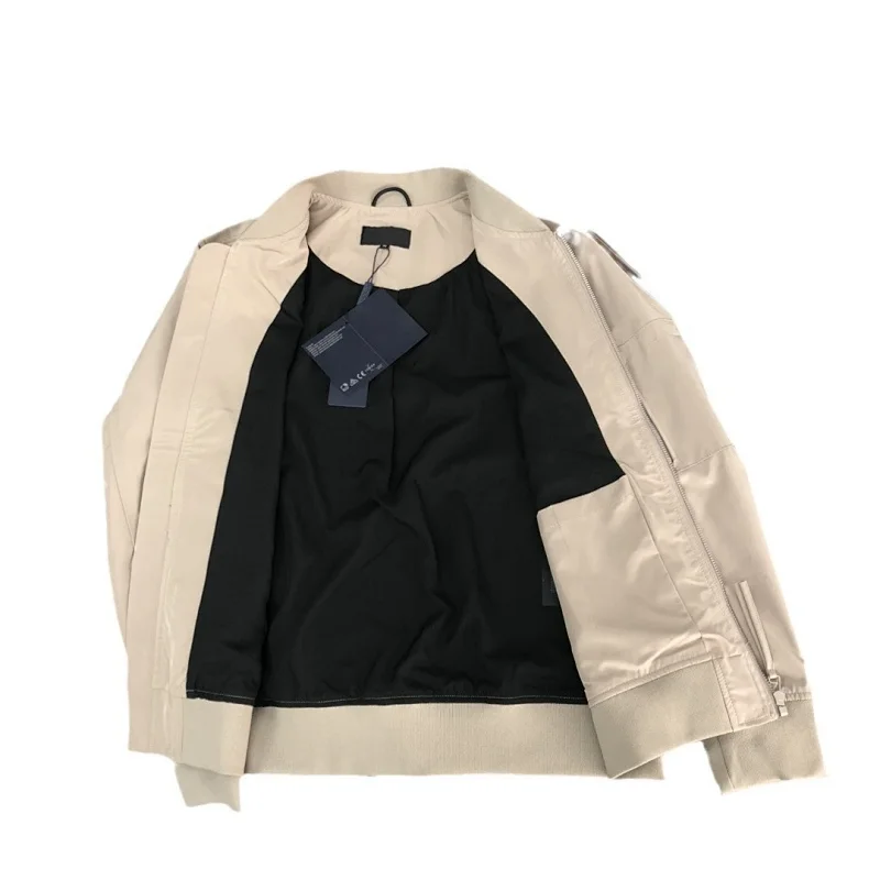 Prada men's jacket baseball collar zipper jacket cardigan solid color men's casual | Loongbuymall