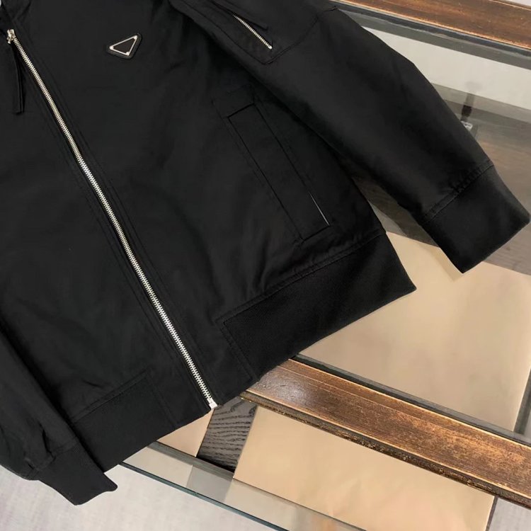 Prada men's jacket baseball collar zipper jacket cardigan solid color men's casual | Loongbuymall