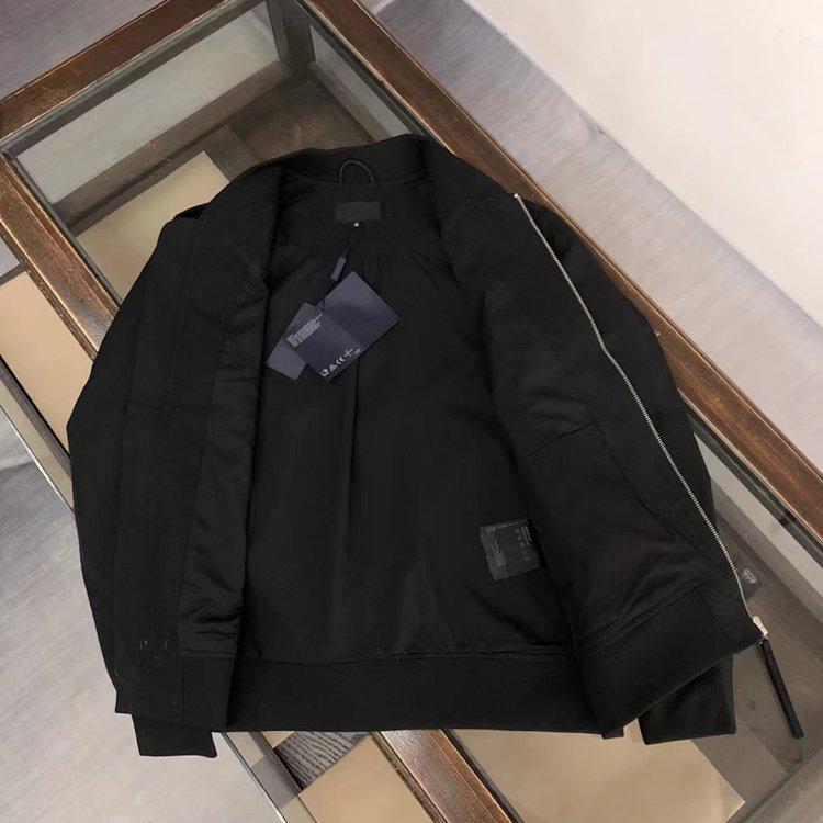 Prada men's jacket baseball collar zipper jacket cardigan solid color men's casual | Loongbuymall