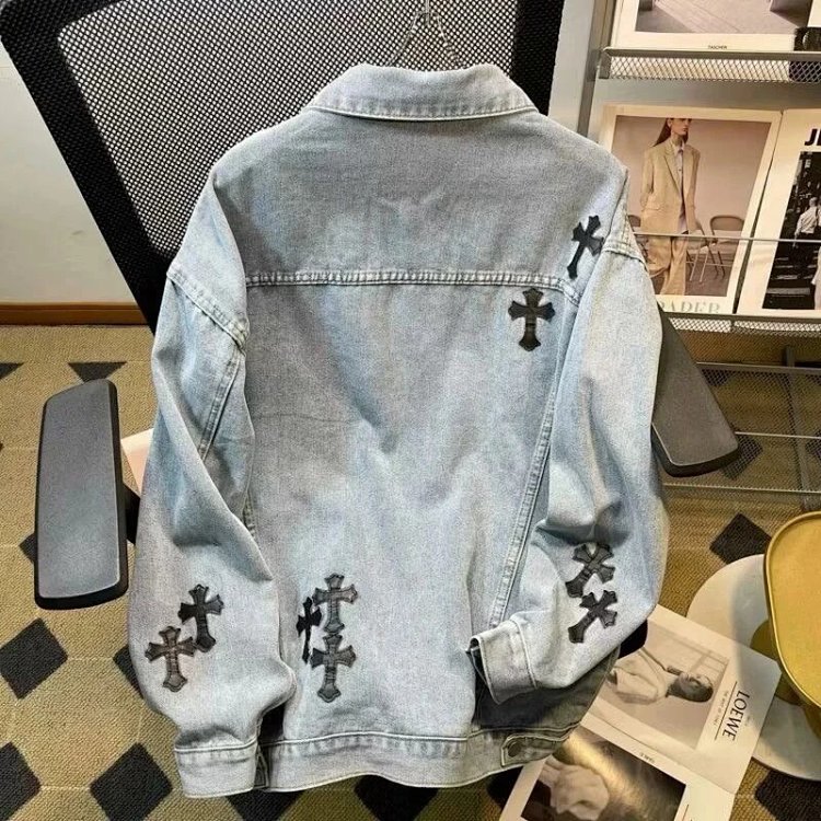 Chrome Hearts light luxury denim jacket, spring and autumn jacket, unisex trendy brand jacket | Loon