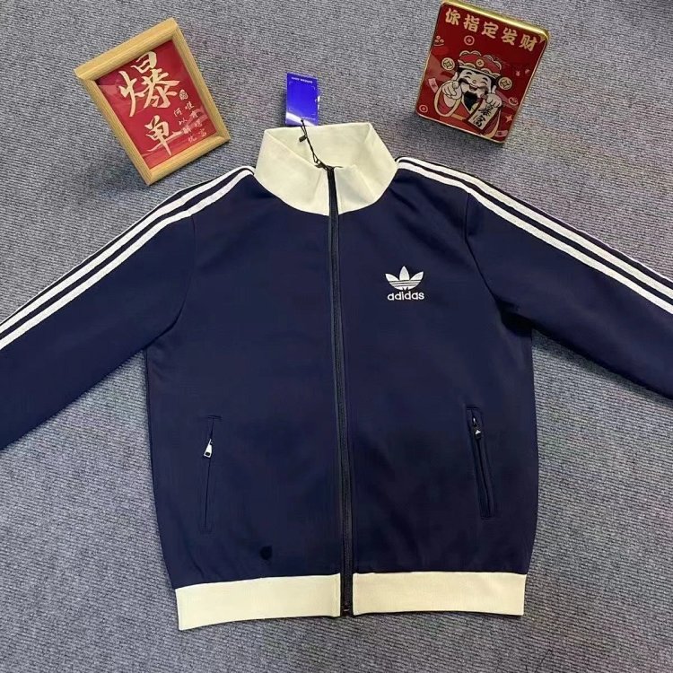 Adidas Clover Jacket Double Zipper Men's and Women's Embroidered Trendy Jacket | Loongbuymall