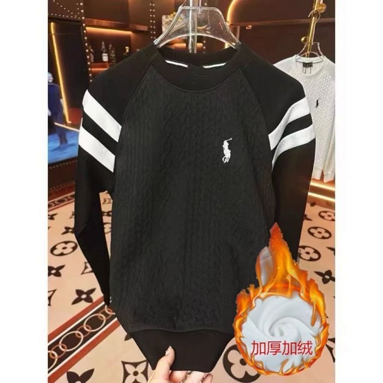 Ralph Lauren Long Sleeve Men's and Women's Same Style Velvet Warm Hoodie Bottom Shirt | Loongbuymall
