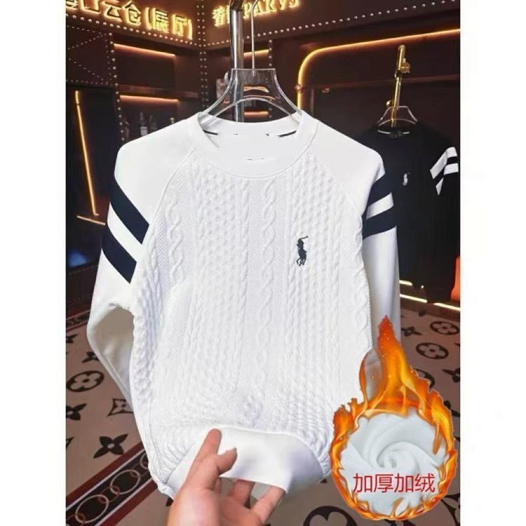 Ralph Lauren Long Sleeve Men's and Women's Same Style Velvet Warm Hoodie Bottom Shirt | Loongbuymall