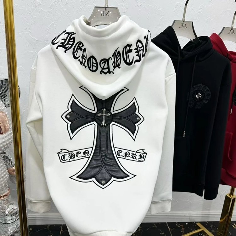 Chrome Hearts hooded sweatshirt, autumn and winter cross long sleeved fleece jacket | Loongbuymall
