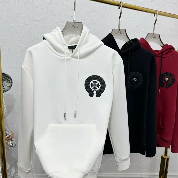 Chrome Hearts hooded sweatshirt, autumn and winter cross long sleeved fleece jac