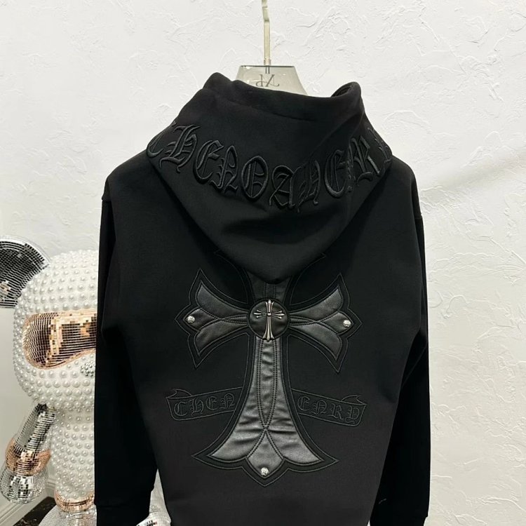 Chrome Hearts hooded sweatshirt, autumn and winter cross long sleeved fleece jacket | Loongbuymall