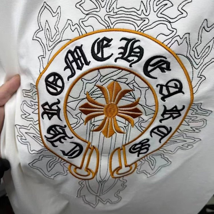 Chrome Hearts Light Luxury Embroidered Short Sleeve T-shirt Black and White Unisex | Loongbuymall