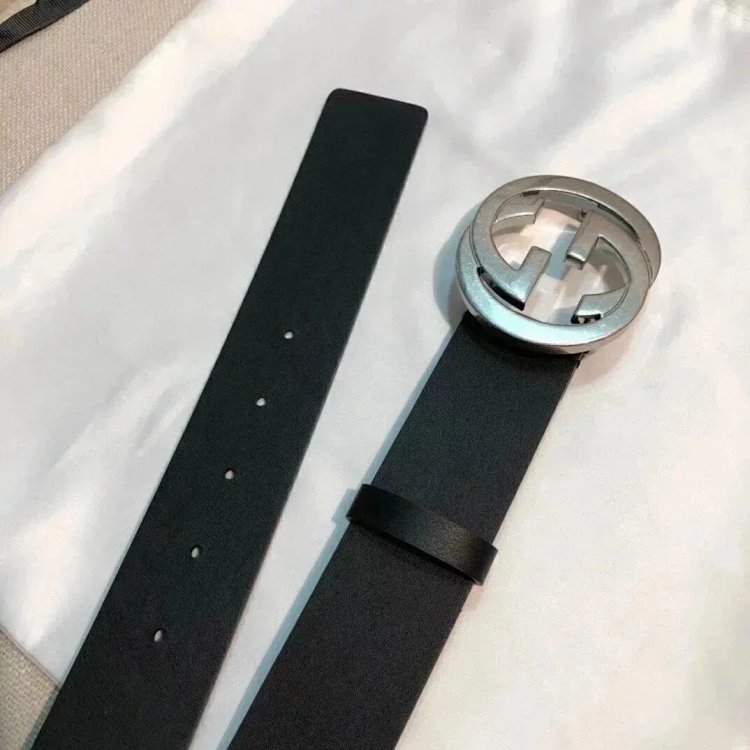 Gucci counter version men's belt double buckle business casual belt smooth buckle pants belt | Loong