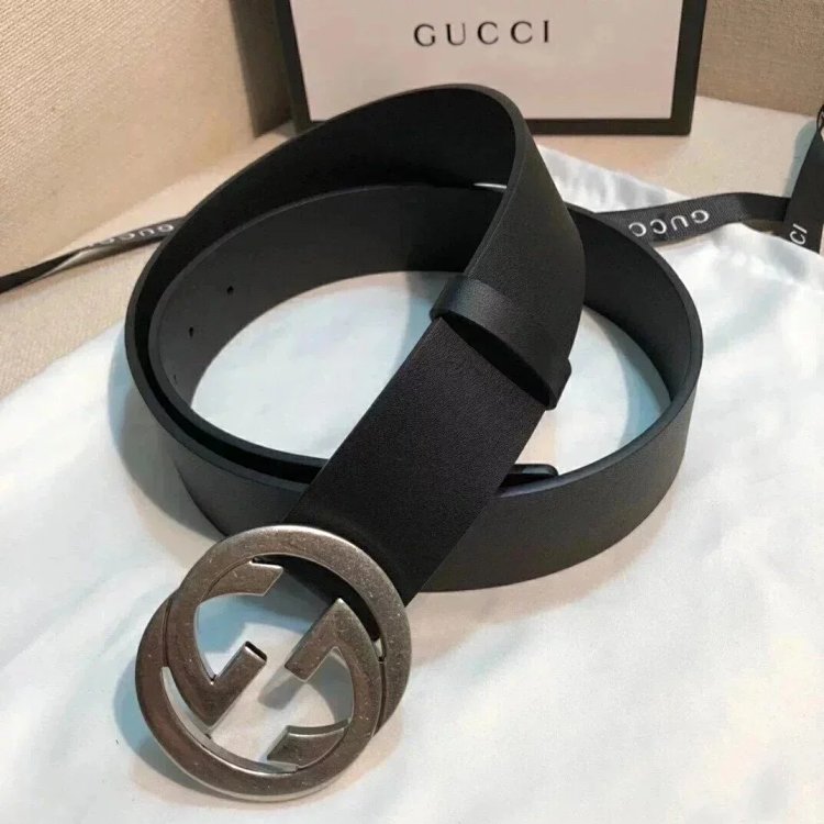 Gucci counter version men's belt double buckle business casual belt smooth buckle pants belt | Loong