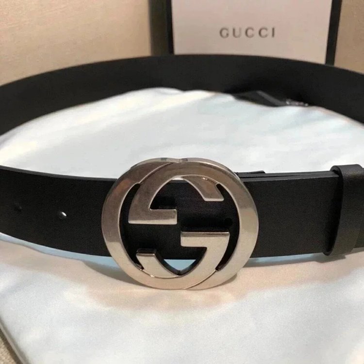 Gucci counter version men's belt double buckle business casual belt smooth buckle pants belt | Loong