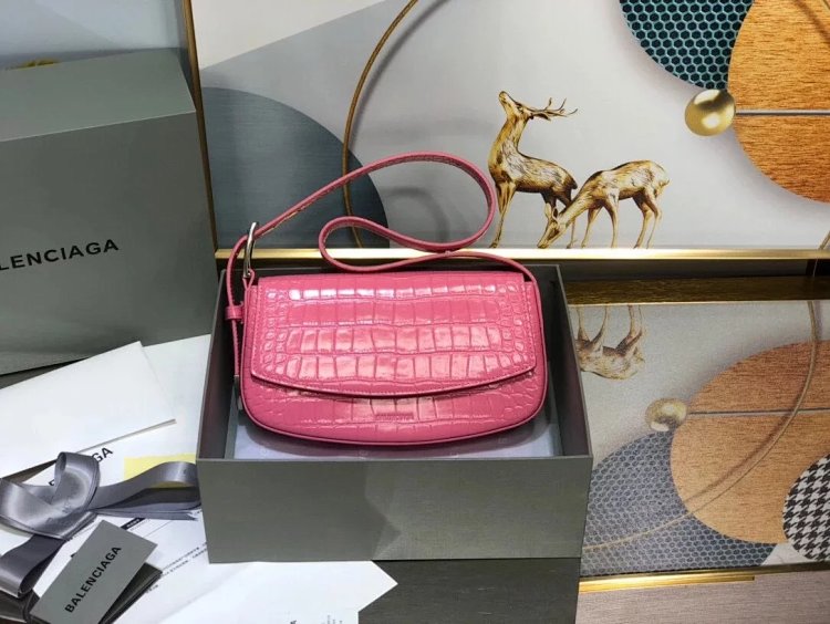 Balenciaga Crocodile Pattern Head Layer Calfskin Single Shoulder Handheld Undera