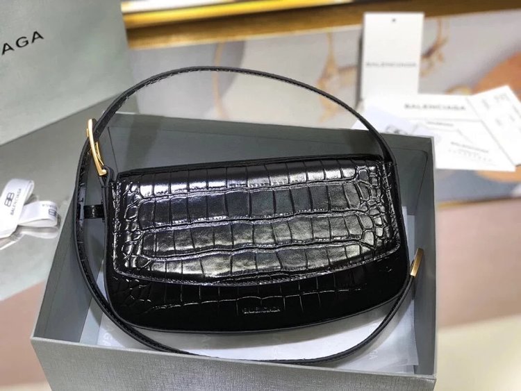 Balenciaga Crocodile Pattern Head Layer Calfskin Single Shoulder Handheld Underarm Bag Women's Bag |