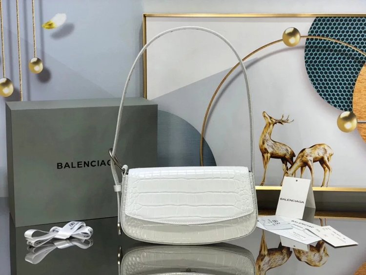 Balenciaga Crocodile Pattern Head Layer Calfskin Single Shoulder Handheld Undera