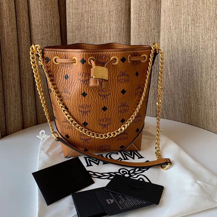 MCM Mini Drawstring Bucket Bag Imported Original Single Handbag Shoulder Bag Cro