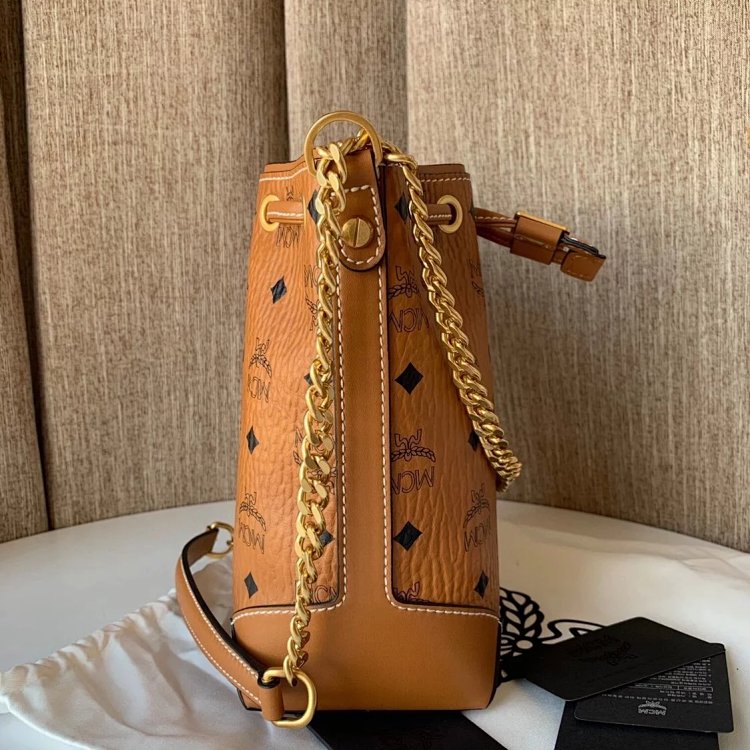 MCM Mini Drawstring Bucket Bag Imported Original Single Handbag Shoulder Bag Crossbody Bag | Loongbu