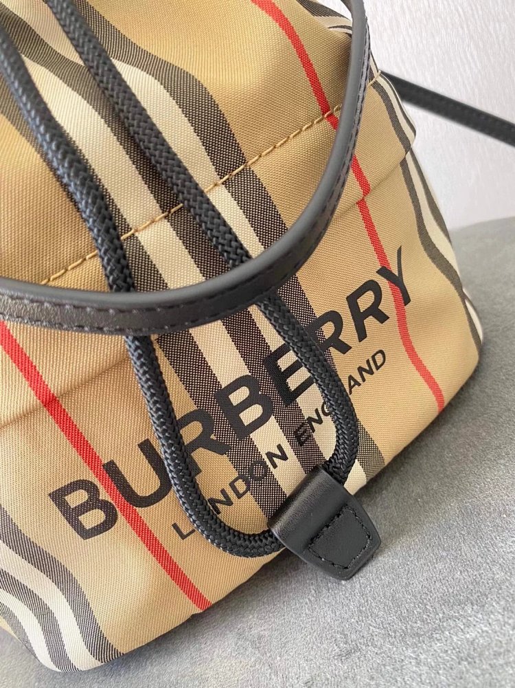 Burberry storage classic plaid canvas bucket bag drawstring bag | Loongbuymall
