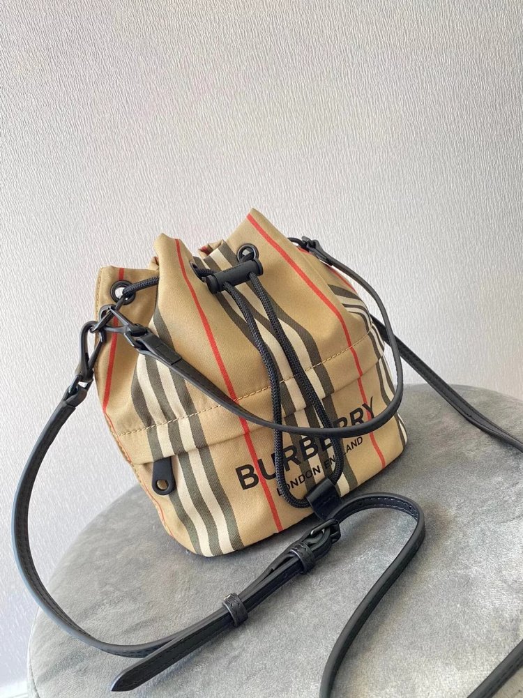 Burberry storage classic plaid canvas bucket bag drawstring bag | Loongbuymall