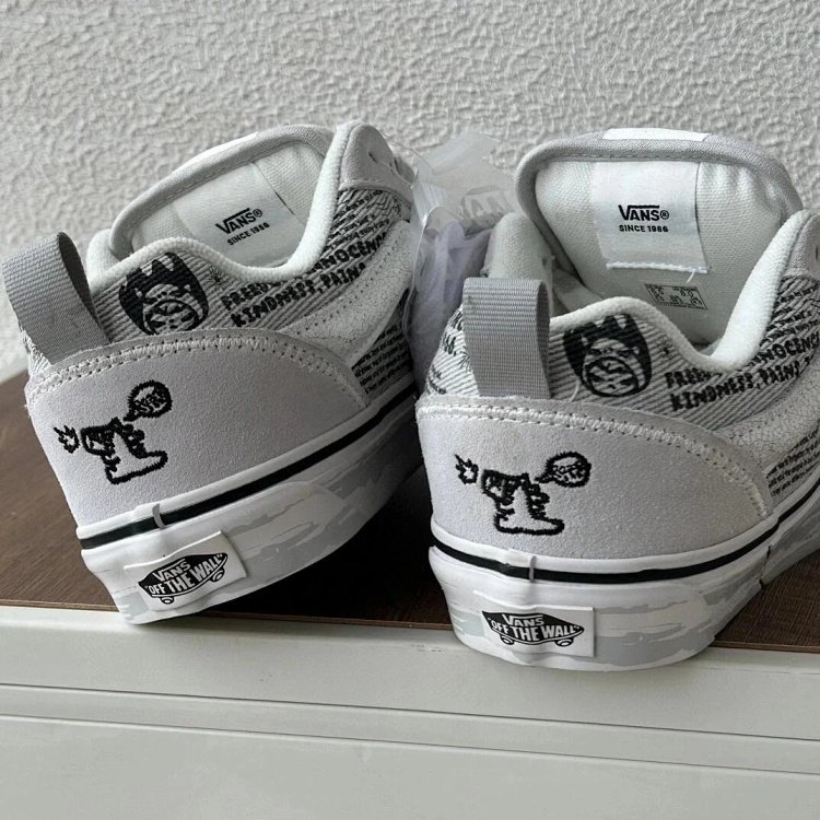 VANS Bubble Matt Ono Co branded Grey White Graffiti Casual Canvas Shoes | Loongbuymall