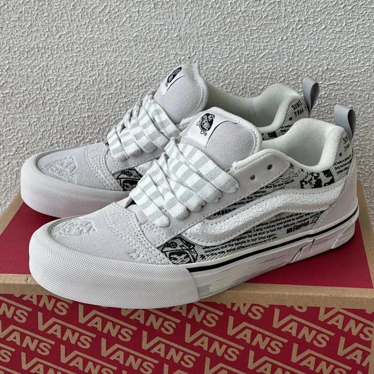 VANS Bubble Matt Ono Co branded Grey White Graffiti Casual Canvas Shoes | Loongbuymall