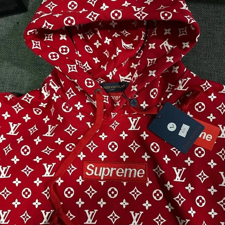 Supreme Co branded Full Print Red Hoodie | Loongbuymall