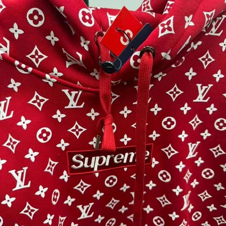 Supreme Co branded Full Print Red Hoodie | Loongbuymall