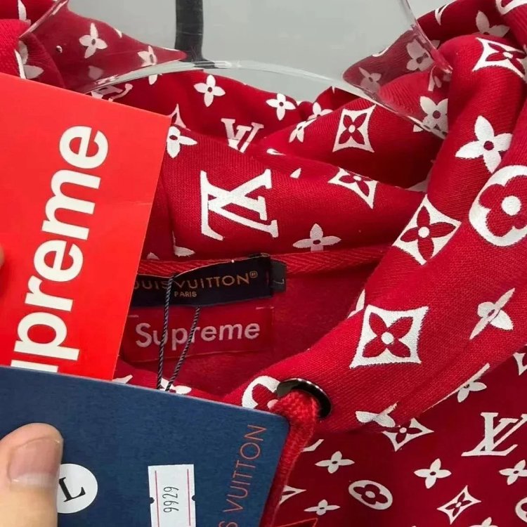 Supreme Co branded Full Print Red Hoodie | Loongbuymall