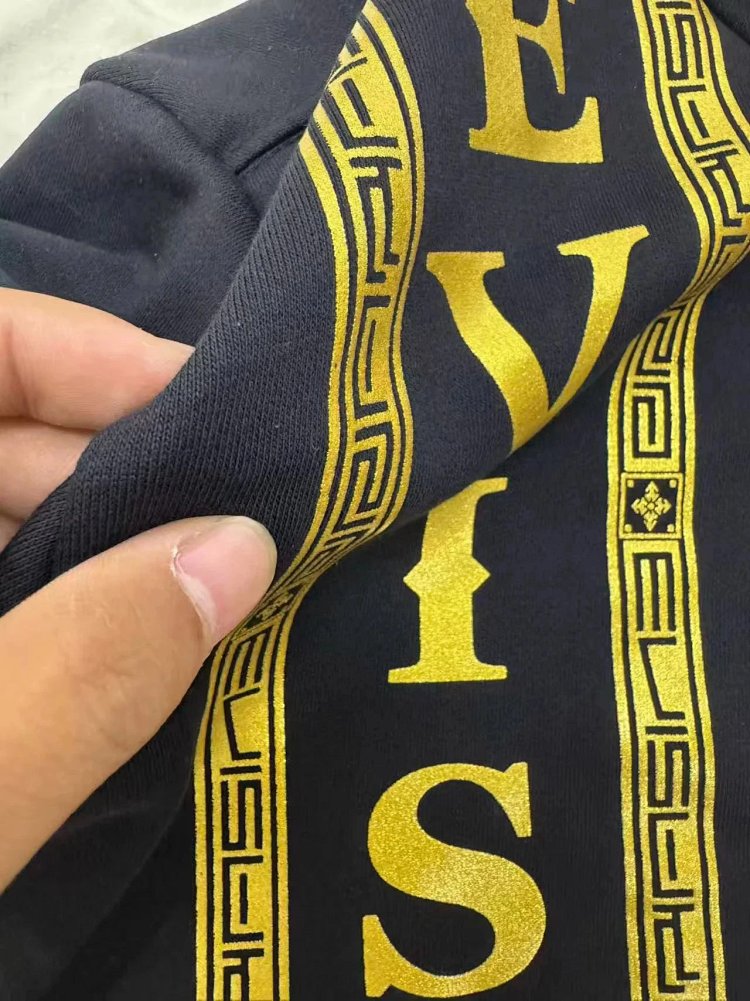 EVISU  Black gold hooded heavyweight hoodie | Loongbuymall