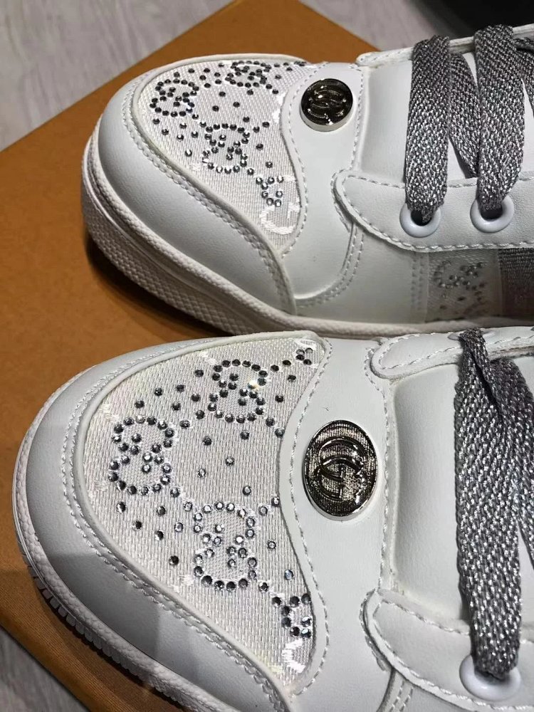 GUCCI dirty shoes, white rhinestone style fashionable board shoes | Loongbuymall