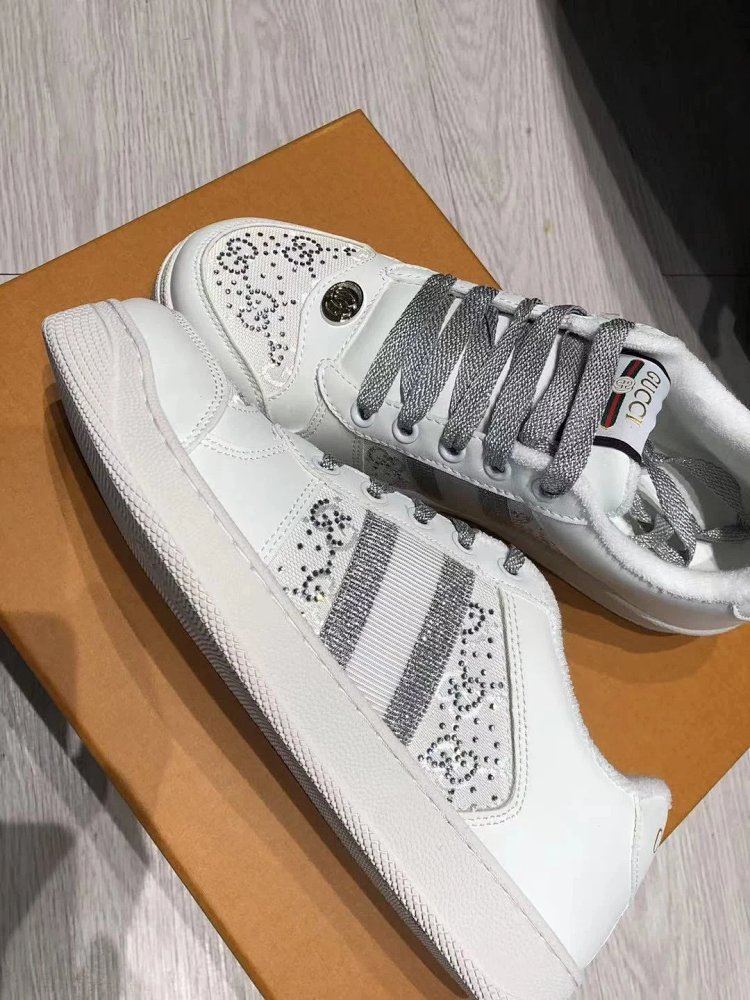 GUCCI dirty shoes, white rhinestone style fashionable board shoes | Loongbuymall
