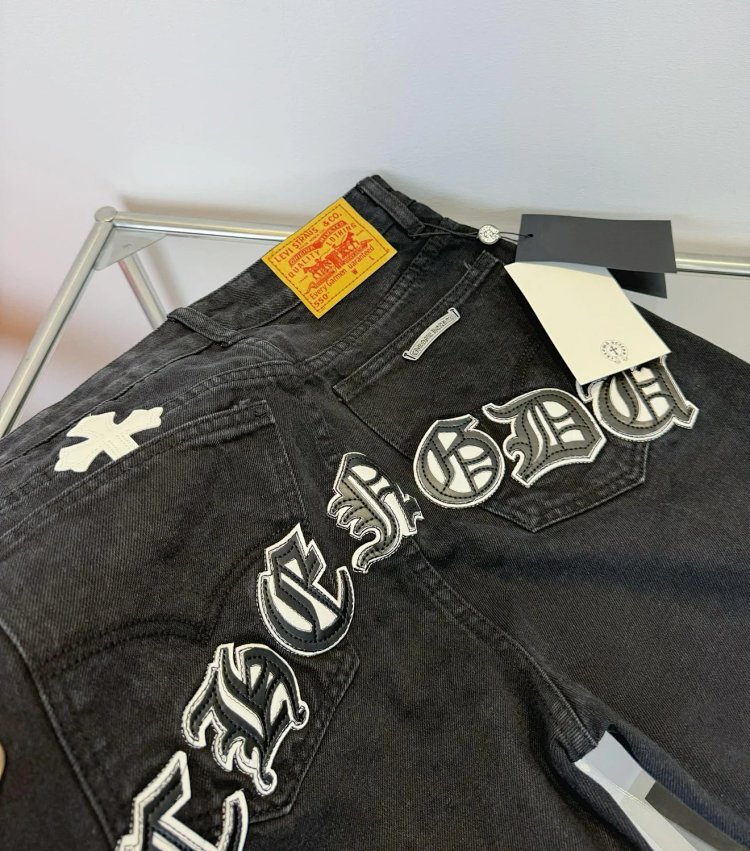 Chrome Hearts  High Street American Limited Loose Trendy Brand Washed Pants | Loongbuymall