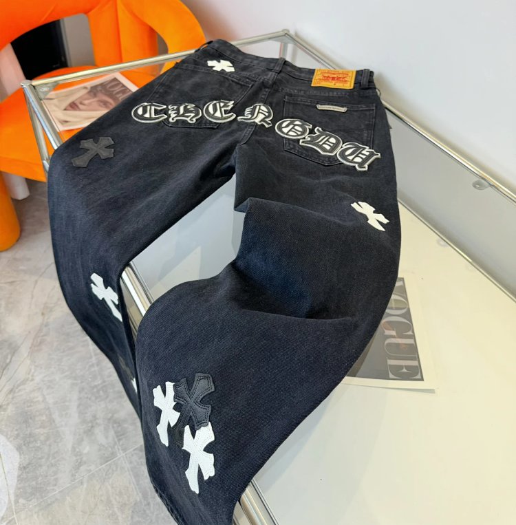 Chrome Hearts  High Street American Limited Loose Trendy Brand Washed Pants | Loongbuymall