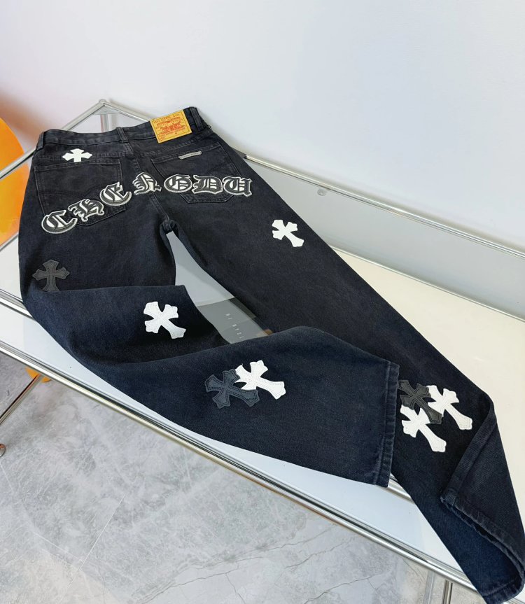 Chrome Hearts  High Street American Limited Loose Trendy Brand Washed Pants | Loongbuymall