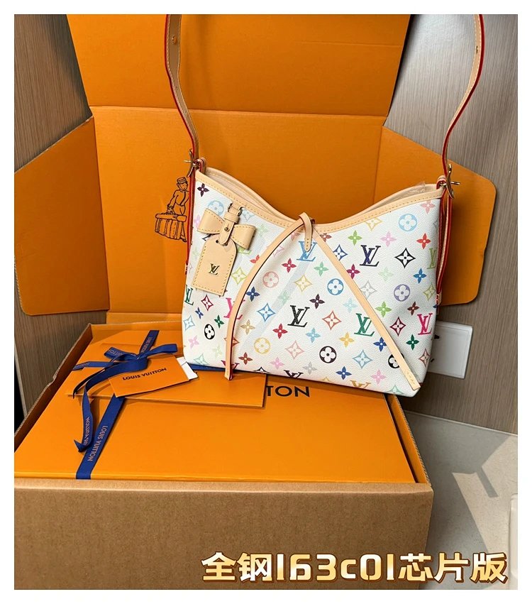 Louis Vuitton white tri colored CarryAll handbag | Loongbuymall