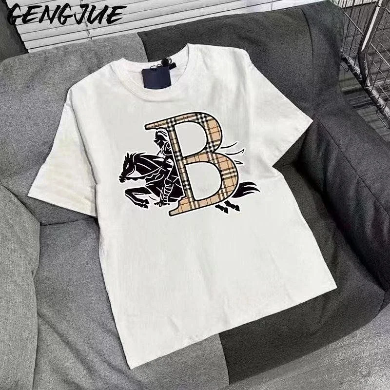 Burberry Light Luxury Short Sleeve T-shirt Men's War Horse Knitted Short Sleeve Top Half Sleeve | Lo