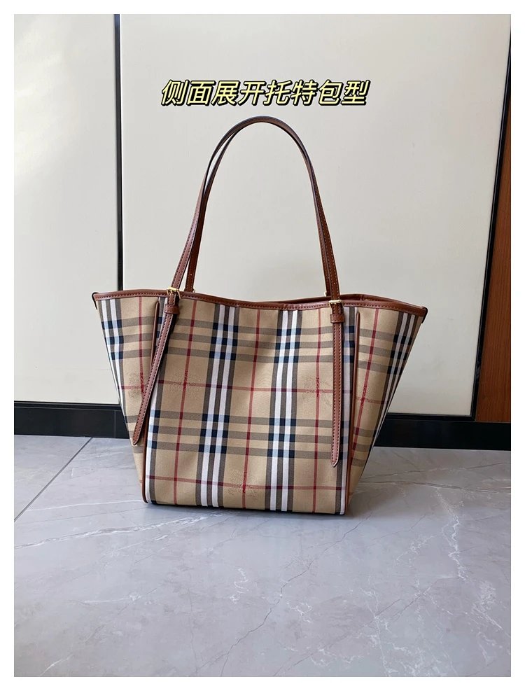 Burberry plaid pattern tote bag | Loongbuymall