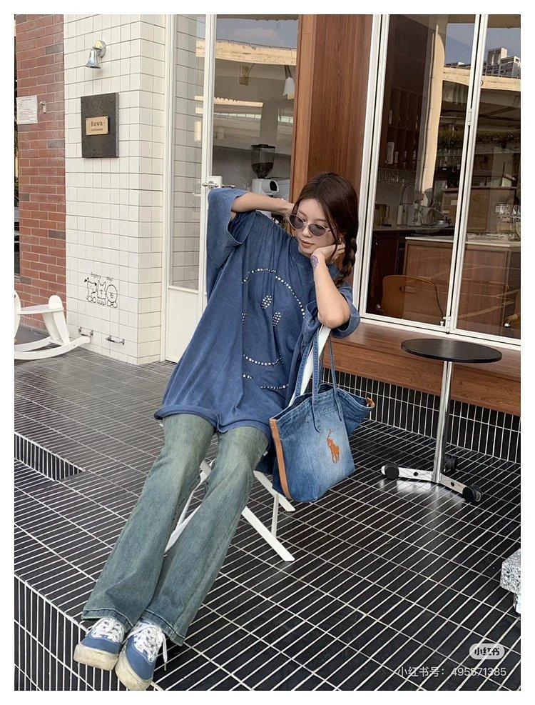 Ralph Lauren  Washed denim blue tote bag | Loongbuymall