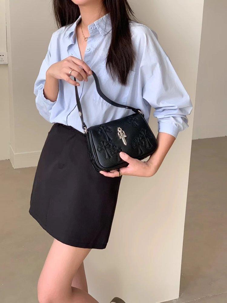 Chrome Hearts  Retro high-end lychee patterned shoulder bag | Loongbuymall