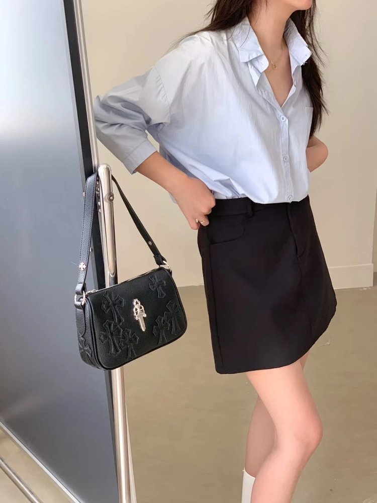 Chrome Hearts  Retro high-end lychee patterned shoulder bag | Loongbuymall