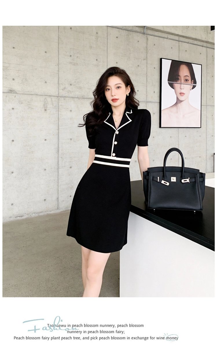 Summer Ice Silk Knitted French Dress | Loongbuymall
